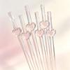3pcs Heart Shape Glass Straw Set with Brush Reusable Glass Straw Suitable for Milkshakes Juices Coffee Kitchen Bar Accessories
