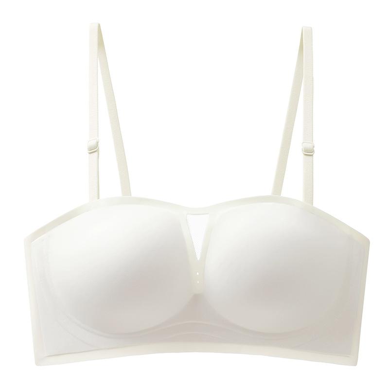 

Strapless non-slip thin summer tube top invisible seamless bra effect anti-light S=32/70ab through cup (recommended 42.5-47.5kg ) белый