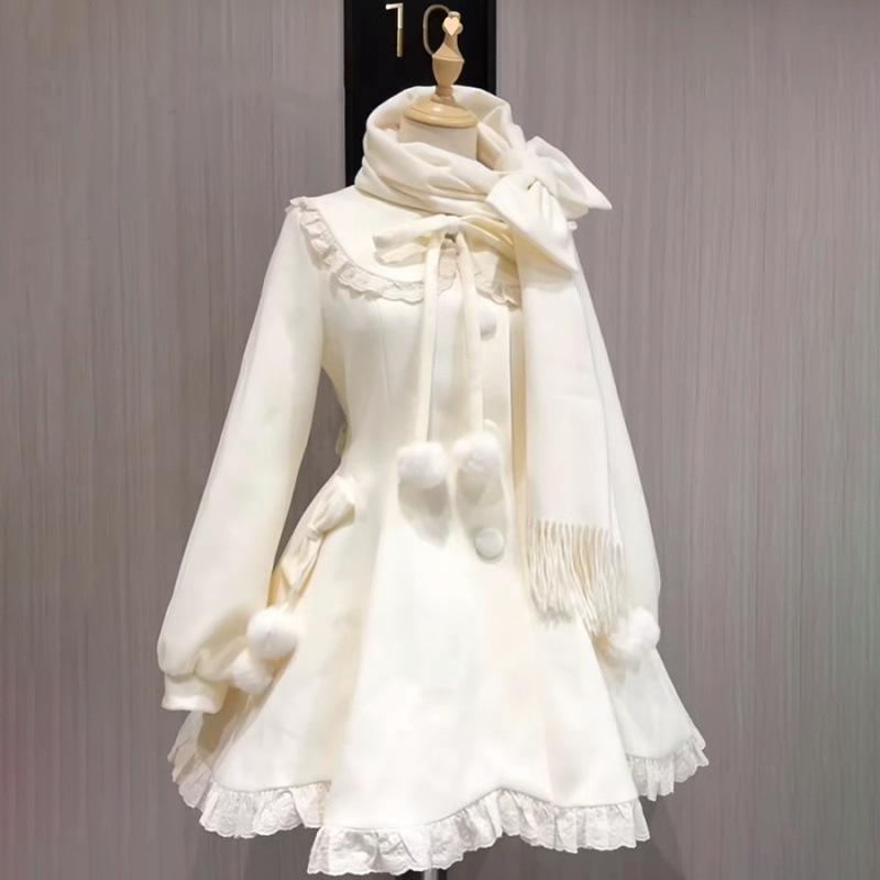 Kawaii Lolita Lace Patchwork Sweet Dress Coat Women Y2k Aesthetic Dresses Party Vestidos