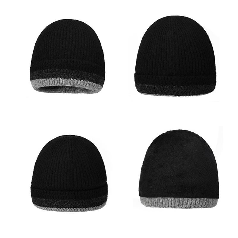Winter Men Knitted Hat Gradient Color Matching Warm Wool Hat