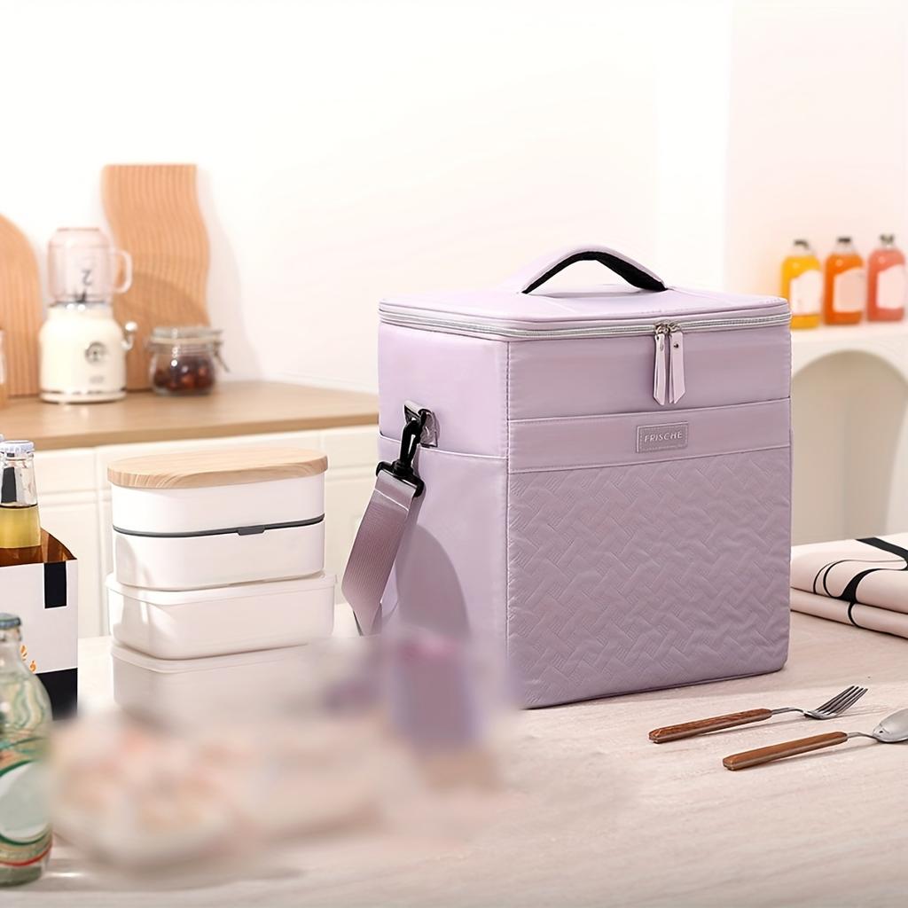 Polyester Insulated Picnic Bag For Camping - Leakproof Shoulder Cooler Tote, Large Capacity Thermal Lunch Bag