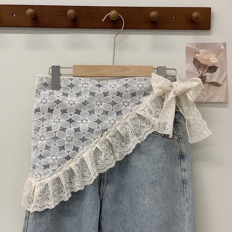 Korean Spring Lace Layered Triangle Midi Scarf-Skirt