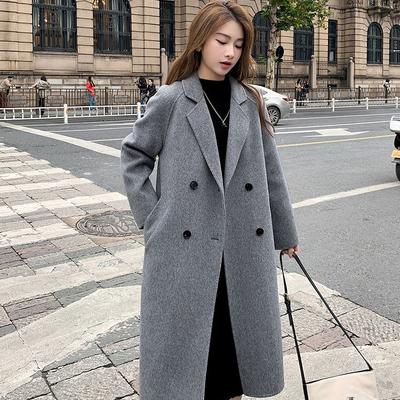 Korean Style Gray Tweed Coat with Loose Fit for Women Outwear