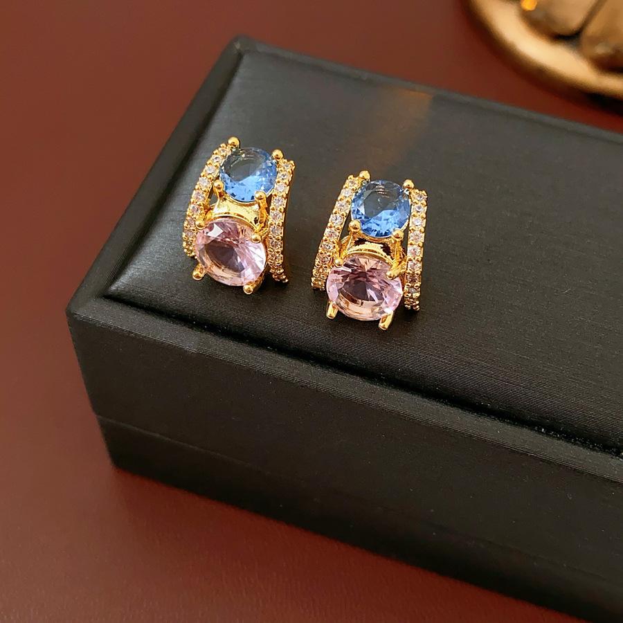 

2025 New Zircon C-shaped Earring for Women Sweet and Simple Ins Style Stud Earrings High-end Luxury Designer Zircon Gifts