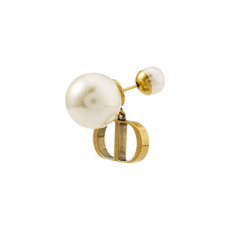 Dior Metal Coated White Resin Earrings Women earrings Gold E1293TRIRS-D908