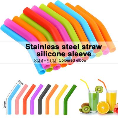 2Pcs Silicone Straw Tips Covers for Metal Straws Reusable Food-Grade Straw