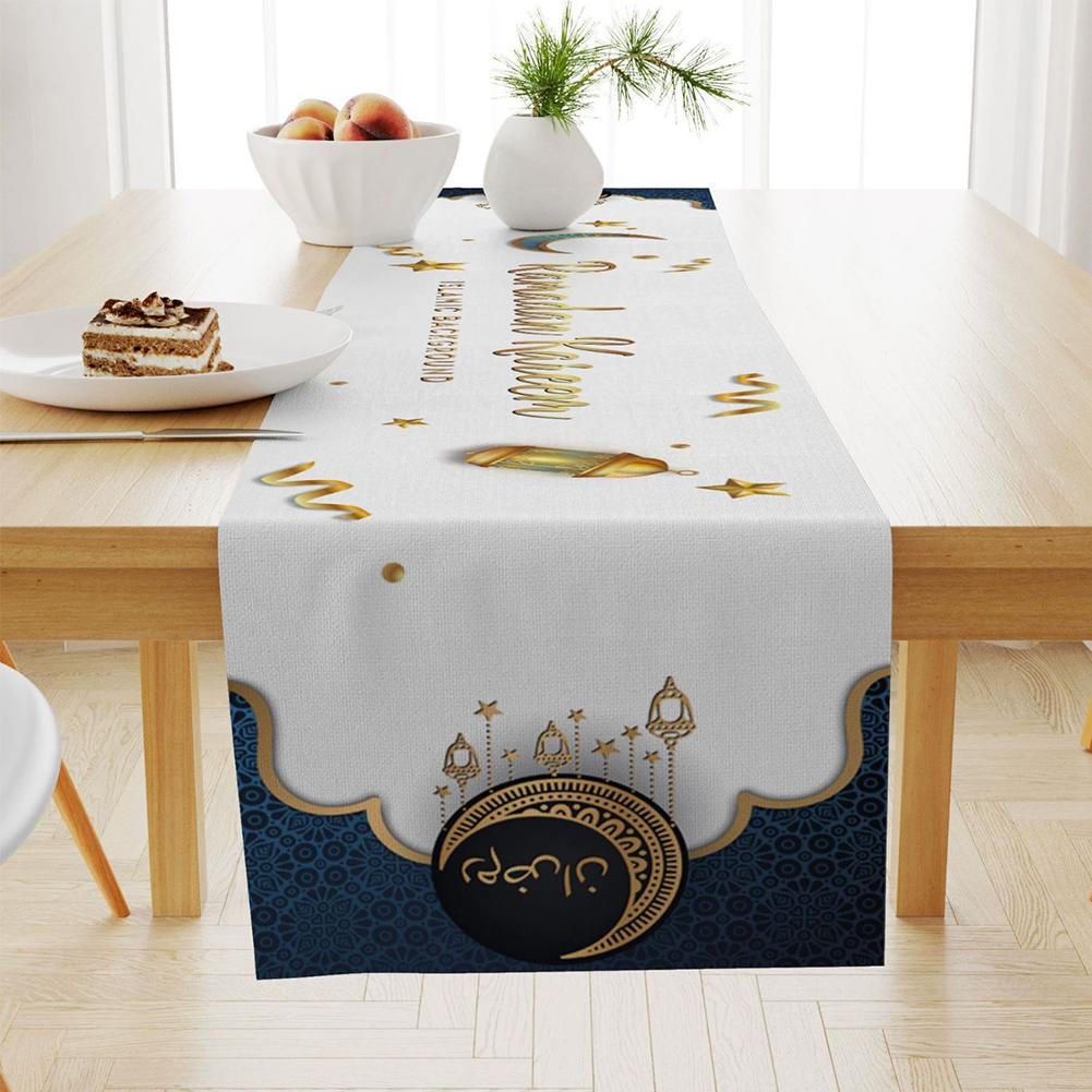 Ramadan Eid Mubarak Decorative Tablecloth Home Party Festive Starry Table Ambiance Dusting Sky P2U0