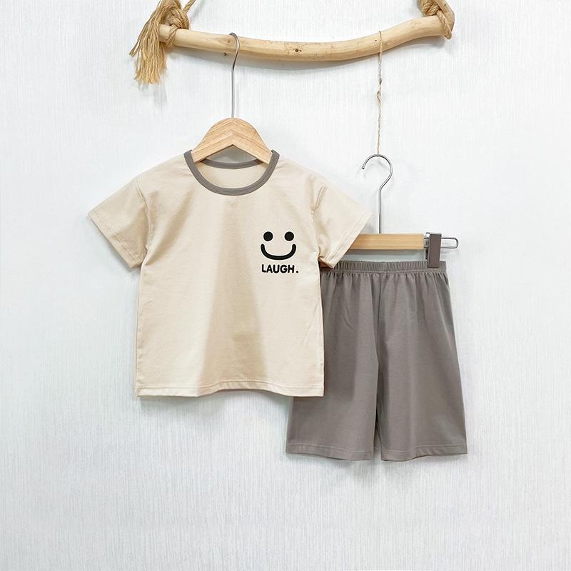 Children's Cartoon Cotton Short Sleeve Pajama Set - Unisex, Medium & Large