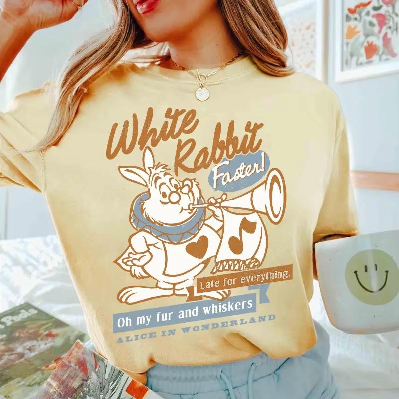 Autumn Alice in Wonderland White Rabbit Outlined Text Poster TShirt Alice in Wonderland Shirt land Princess Shirt S