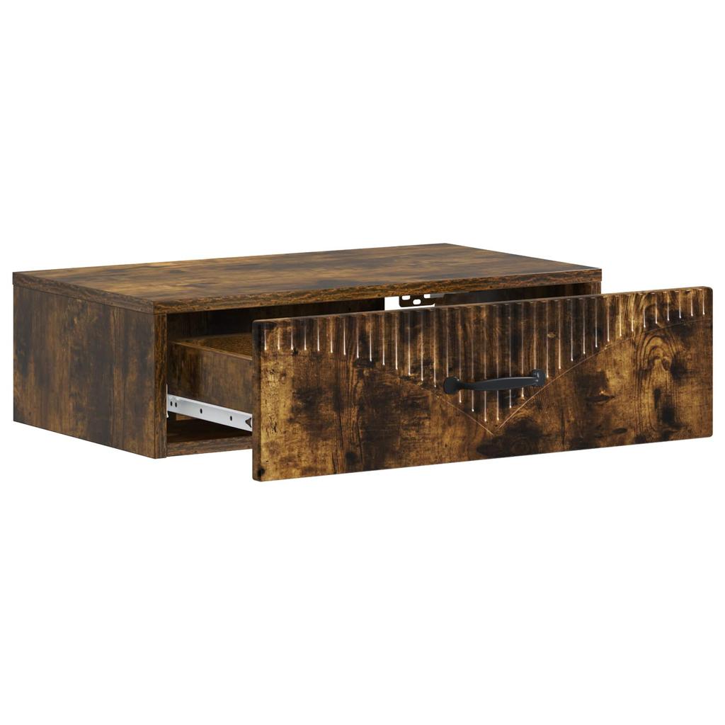 Wall Mounted Side Table Smoked Oak Wood Based Material