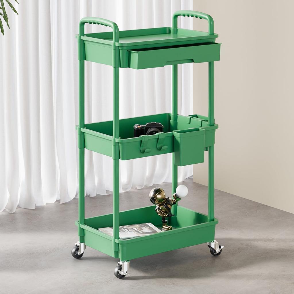 3 Tier Rolling Storage Cart With Drawers Rolling Utility Cart With Drawers,Room Decor,Bathroom Decor,Rolling Utility Cart Rolli
