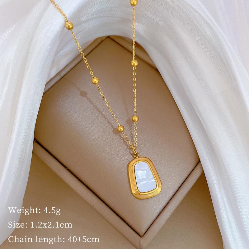 Bead Square Shell Personalized Minimalist Furnace Real Gold Necklace Female Collarbone Chain