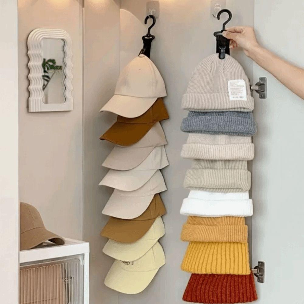 Metal Hanging Hat Storage Clips Holder with 8 Non-Slip Clips Cap Storage Hooks  Door
