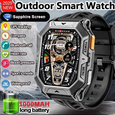 New 1000mAh Battery Smart Watch 2.13-Inch AMOLED Screen Men's Watch Compass 10ATM Waterproof Bluetooth Call Sports Smart Watch