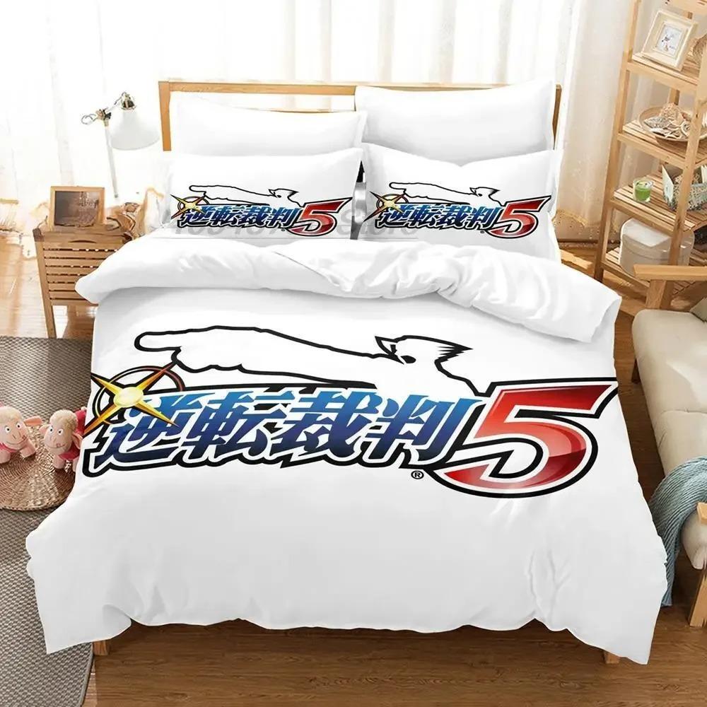 Gyakuten Saiban Bedding Set Single Twin Full Queen King Size Bed Set Adult Kid Bedroom Duvet Cover Sets 3D Print Kawaii Anime