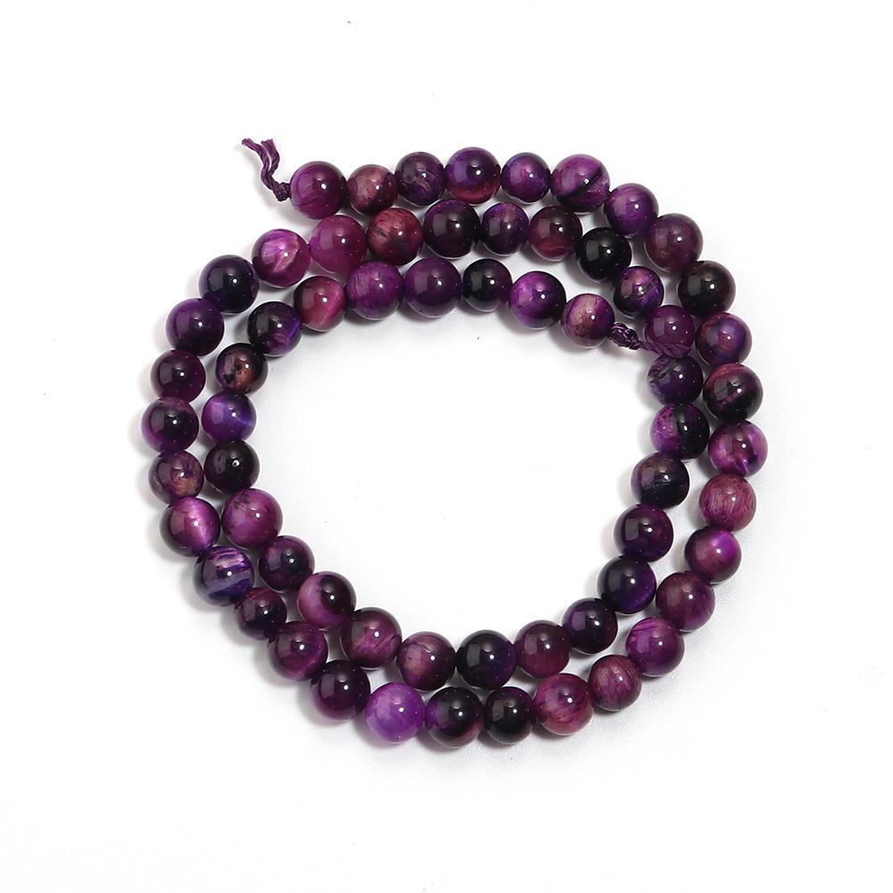 Naturstein Lila Tigerauge Perlen 4 6 8 10 12mm Rund Lose Edelsteinperlen Für Schmuckherstellung DIY Armbänder Halskette Zubehör
