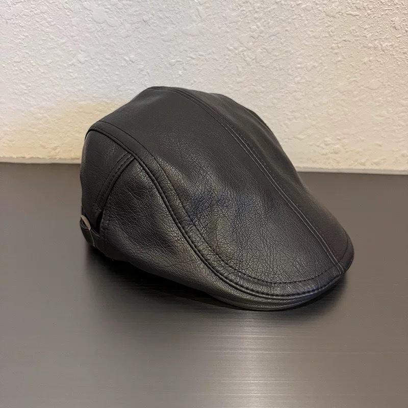 Spring and Autumn New Anti-wearing Leather Forward Hat Spice Girl Personality Niche Beret