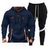 Men'S Hoodie Multi Pocket Hooded Long Sleeved Casual Sports Two-Piece Set