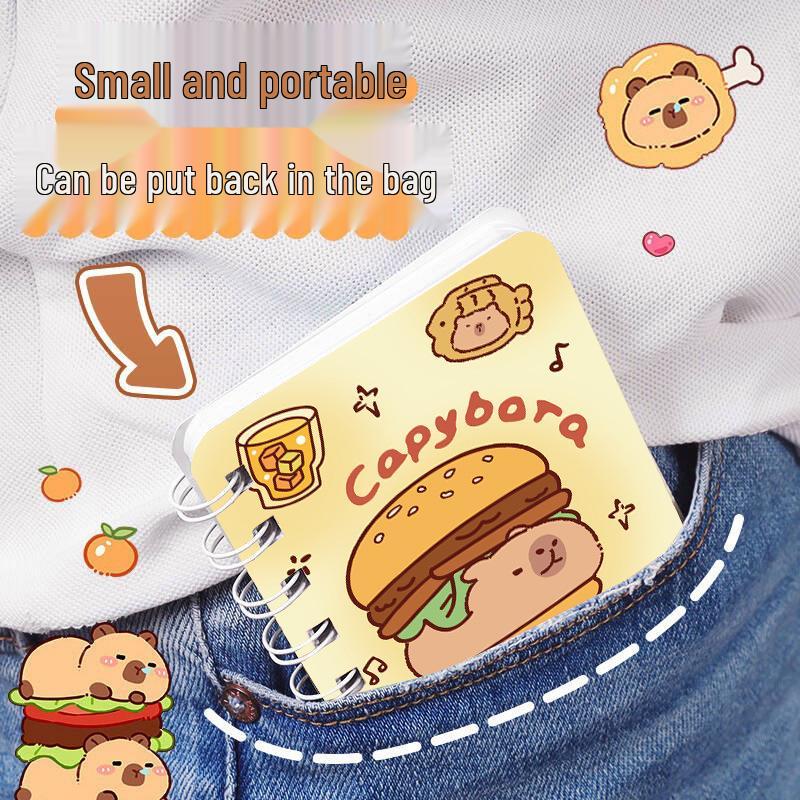Capybara Cartoon A7 Mini Spiral Notebook - Cute & Girly Pocket Book