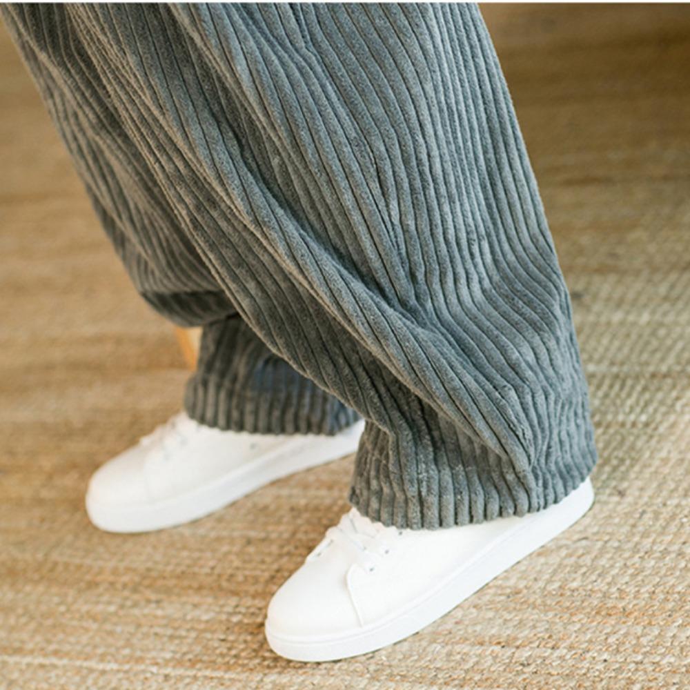 Oversized Pants Tradition Casual Autumn Wide-leg Trousers Harajuku Corduroy Streetwear Straight Pants Male Elastic Waist Loose
