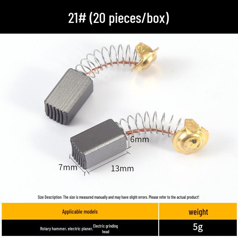 Carbon Brush Set for Angle Grinders, Cutting Machines, Hand Drills, Polishers, Sanders, Impact Drills, and Motors