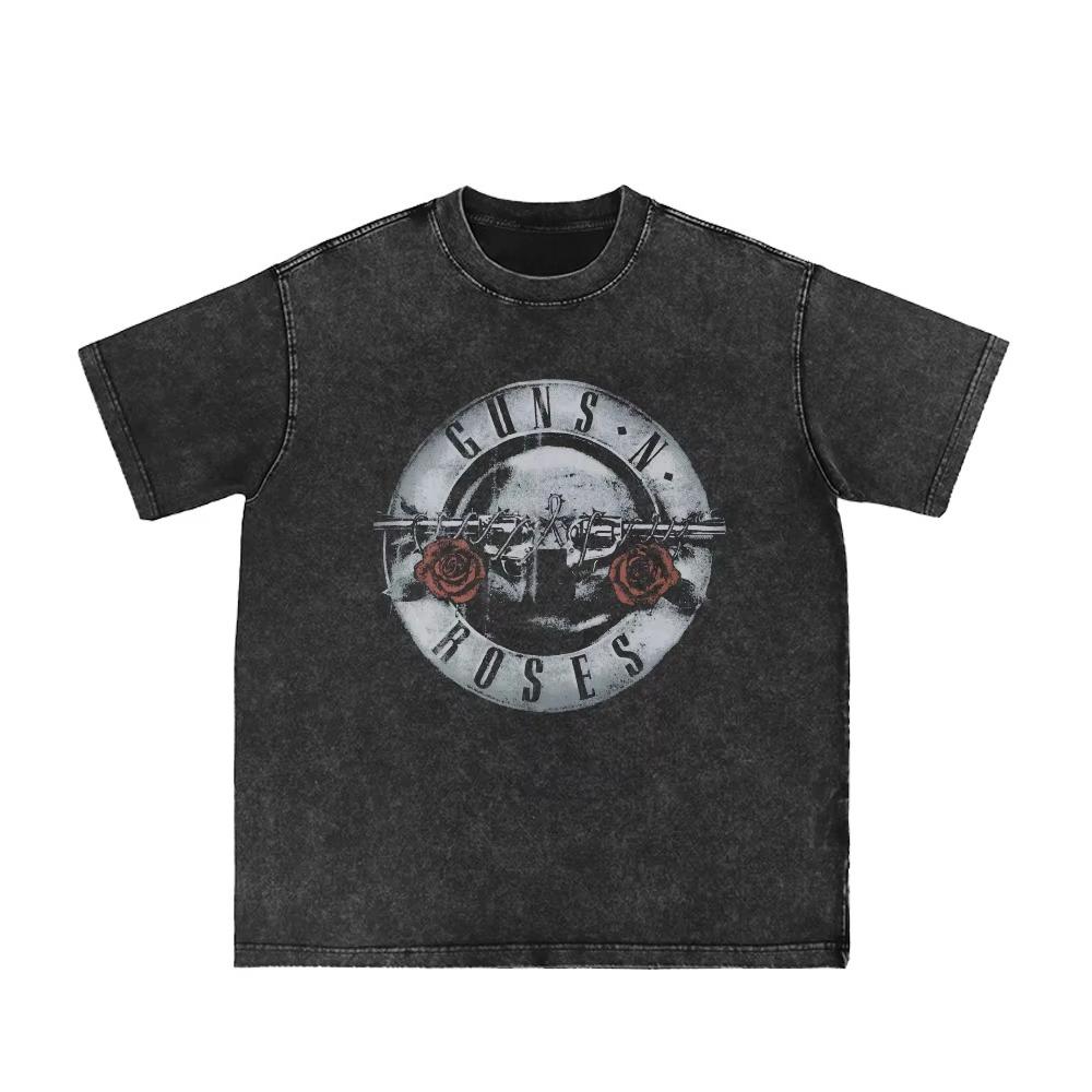 

High-Street Washed Distressed Casual Sporty Light Luxury Men s Women s Short Tees Cotton Clothing S
