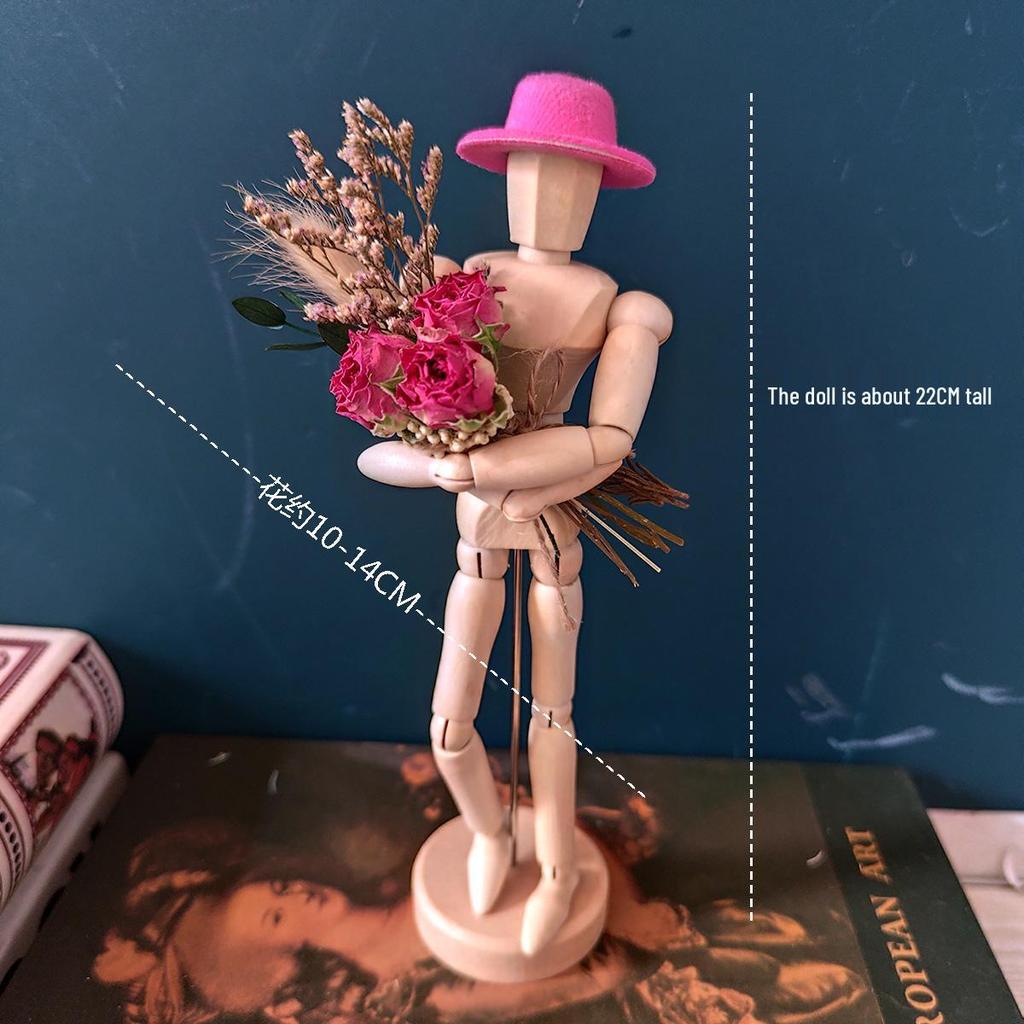 Jointed Wooden Puppet Doll: Handcrafted Human Body Ornament & Decompression Gadget.