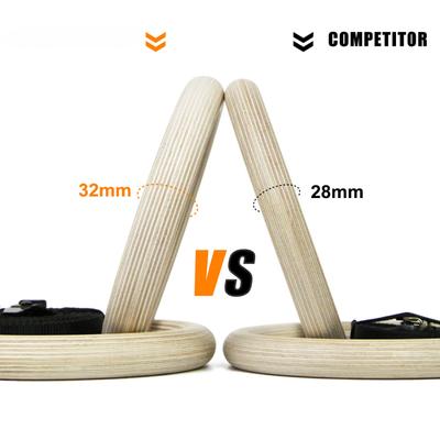1 Paar Procircle Holz 32 mm Turnringe mit verstellbaren langen Schnallen Riemen Workout für Erwachsene Kinder Home Gym Fitness