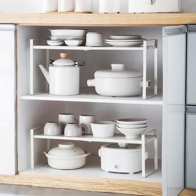 Retractable Kitchen Shelf Countertop Cabinet Divider Layered Shelf Cabinet Seasoning Storage Pot Rack Desktop Small Shelf