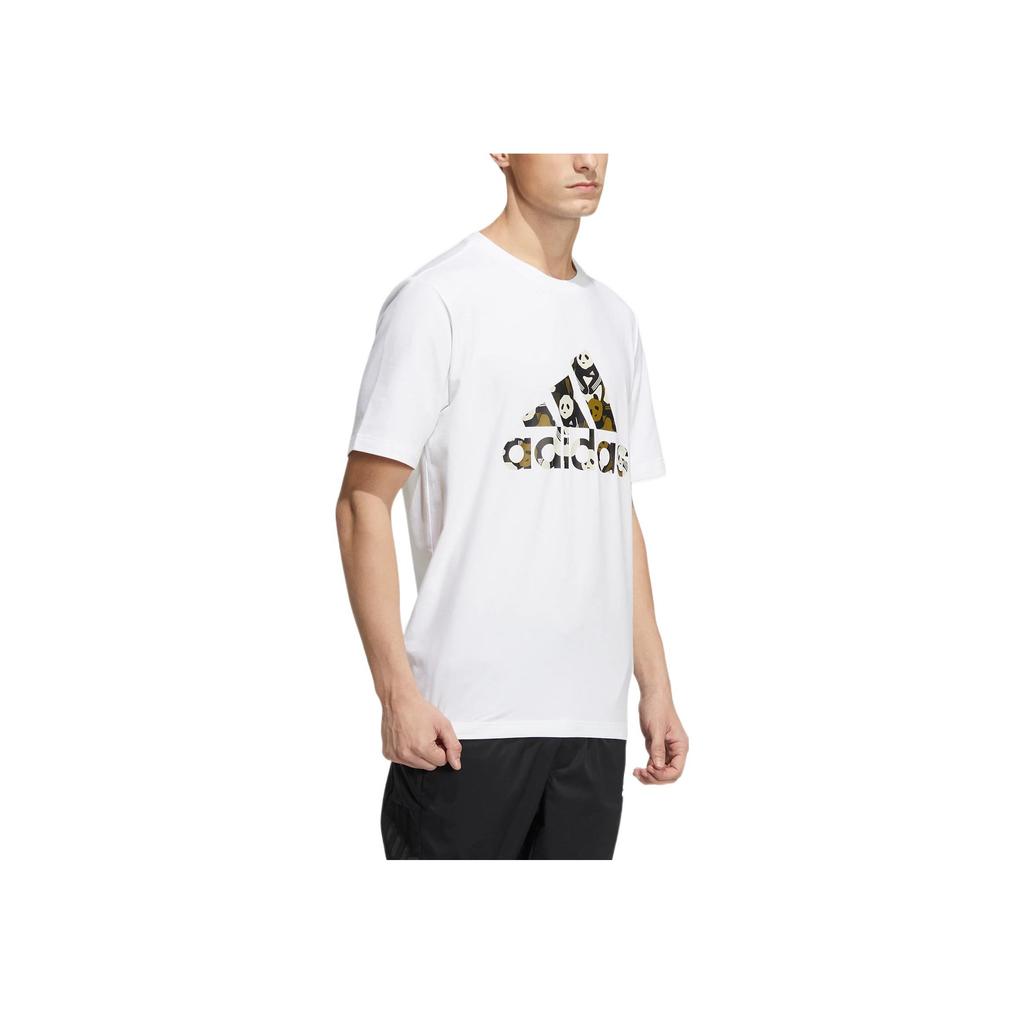 Adidas Solid Color Logo Sport Casual Short Sleeve T-Shirt Unisex Tops White HS4394