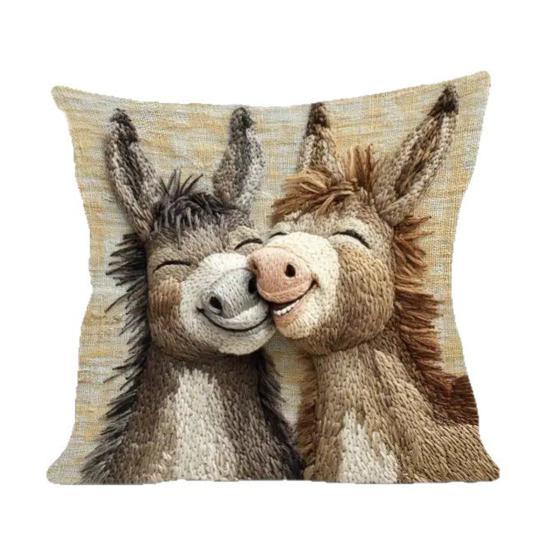 Yousheng Cartoon Donkey Pillow Cover Zippered Cute Animal Pillowcase Decorative Throw Pillow Cover for Car Sofa Couch Bedroom