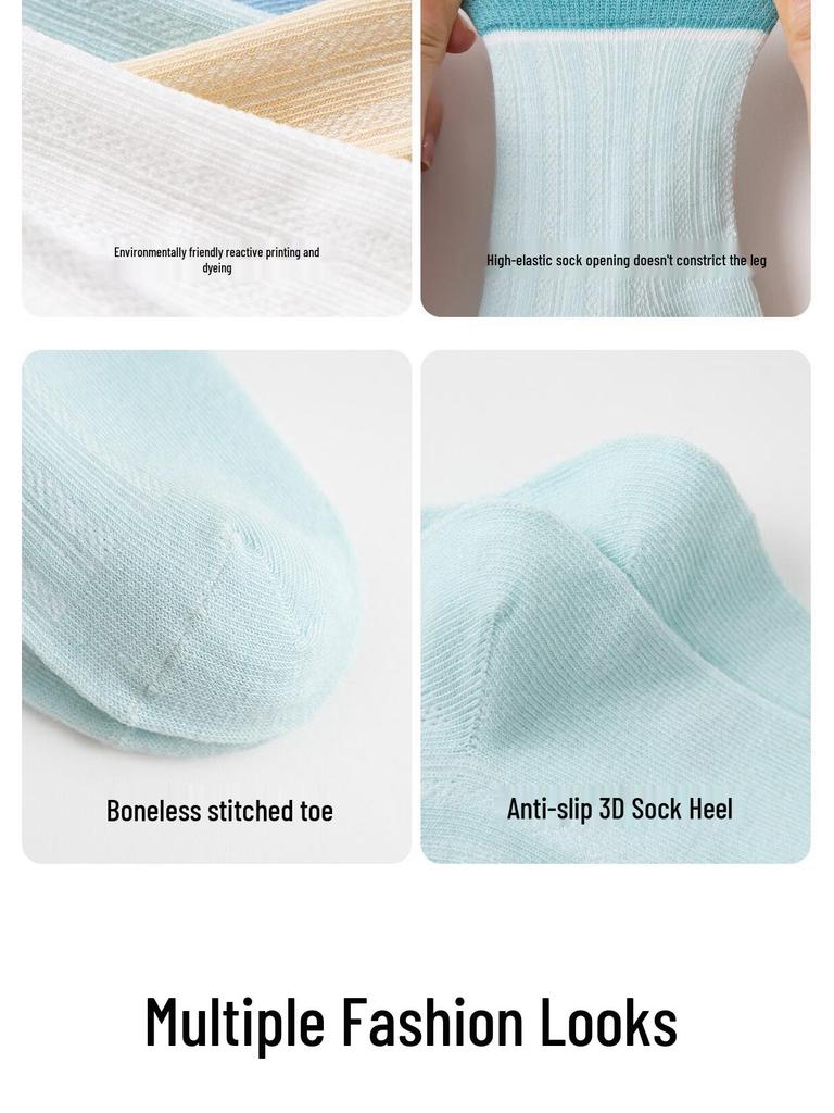 Miiow Boys' Summer Mesh Mid-Calf Socks (5 Pairs)