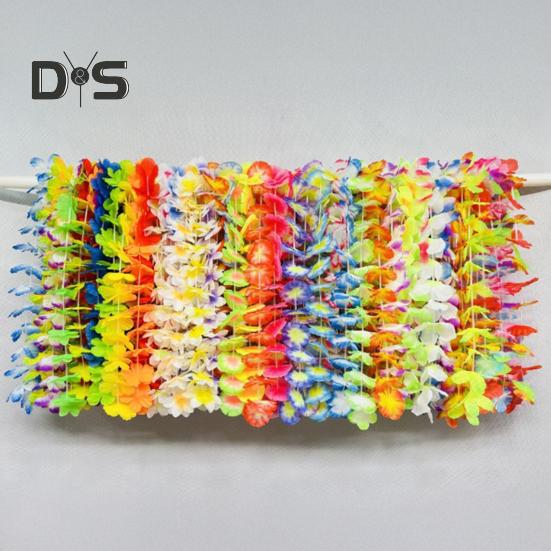 70 Pcs Hawaiian Leis Luau Party Decoration Artificial Tropical Palm Leaves Hibiscus Flowers Hula Dance Party Favors for Summer Beach Pool Party