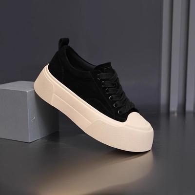 Scarpe con plateau in tela retrò primavera e autunno nuove scarpe con zeppa scarpe sportive casual scarpe muffin