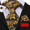 Hi-Tie Mens Golden Silk Tie Business Wedding Necktie Hanky Cufflinks