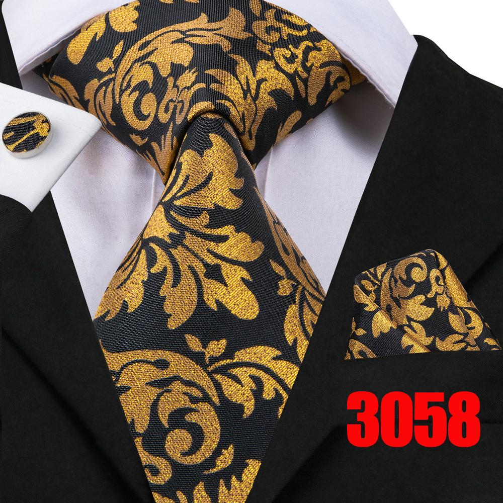 Hi-Tie Mens Golden Silk Tie Business Wedding Necktie Hanky Cufflinks