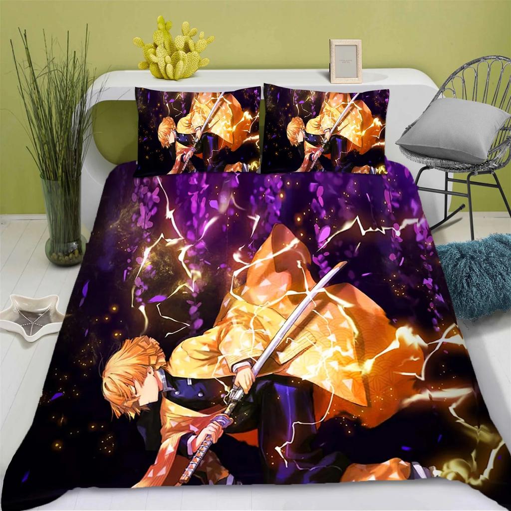 Demon Slayer: Kimetsu no Yaiba Duvet Cover Set Bedding Comforter Sets King Size 3D Children'S Bedding Set