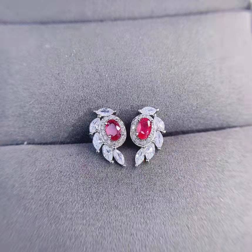 Cercei cu piatră prețioasă roșie granat natural pentru femei Bijuterii de lux de înaltă calitate Cercei pentru nunta granat strălucitor 925