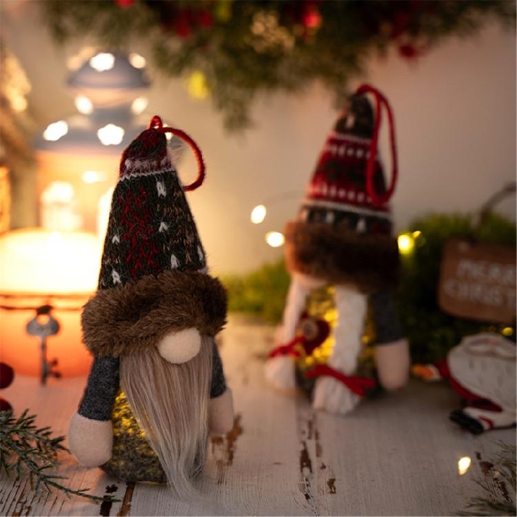 Glowing Fabric Dwarf Doll with LED Light Christmas Tree Hanging Decoration For Kid Room Nursery Holiday Decoration