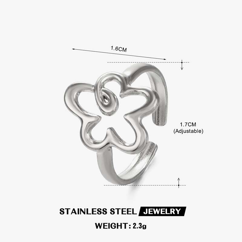 Stainless Steel Line Open Rings for Women Trendy Simple Geometric Adjustable Personality Finger Ring Wedding Party Zircon Gifts