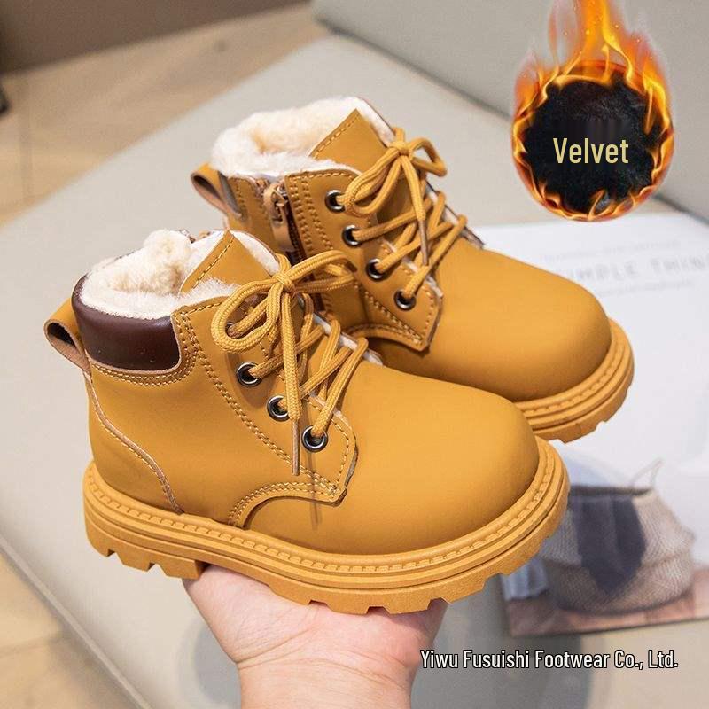 Kids' Plush Martin Boots 2025: Autumn/Winter New British-Style Short Snow Boots for Boys and Girls