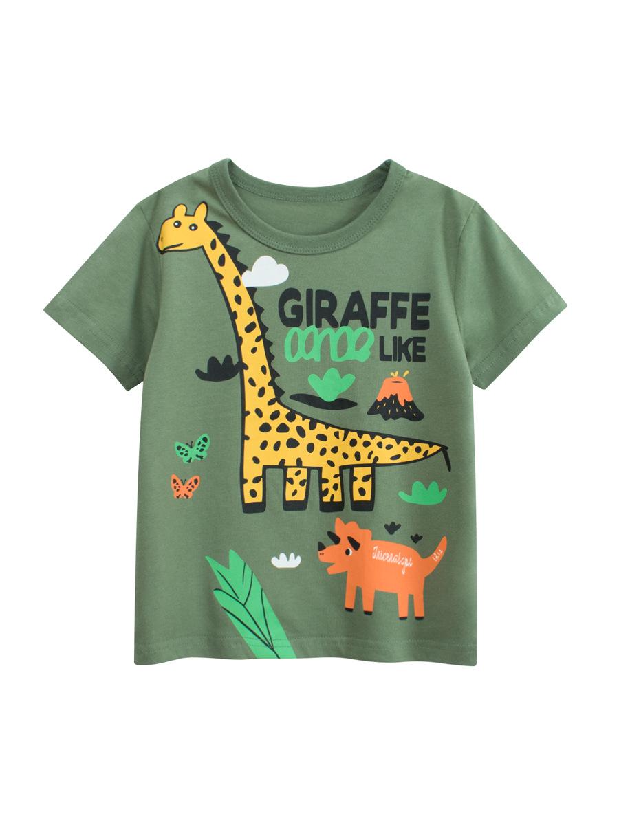 Kids  Short Sleeve Cartoon Animal T-Shirt - Summer 2026 Korean Style 130 cm