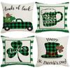 Svatý. Patrick's Day Throw Povlak na polštář Clov-er Square Povlak na polštář Irish Day Pouzdro na polštář Luc-ky Potištěný dekorativní polštářek s akcentem, 18x18 In, zelený