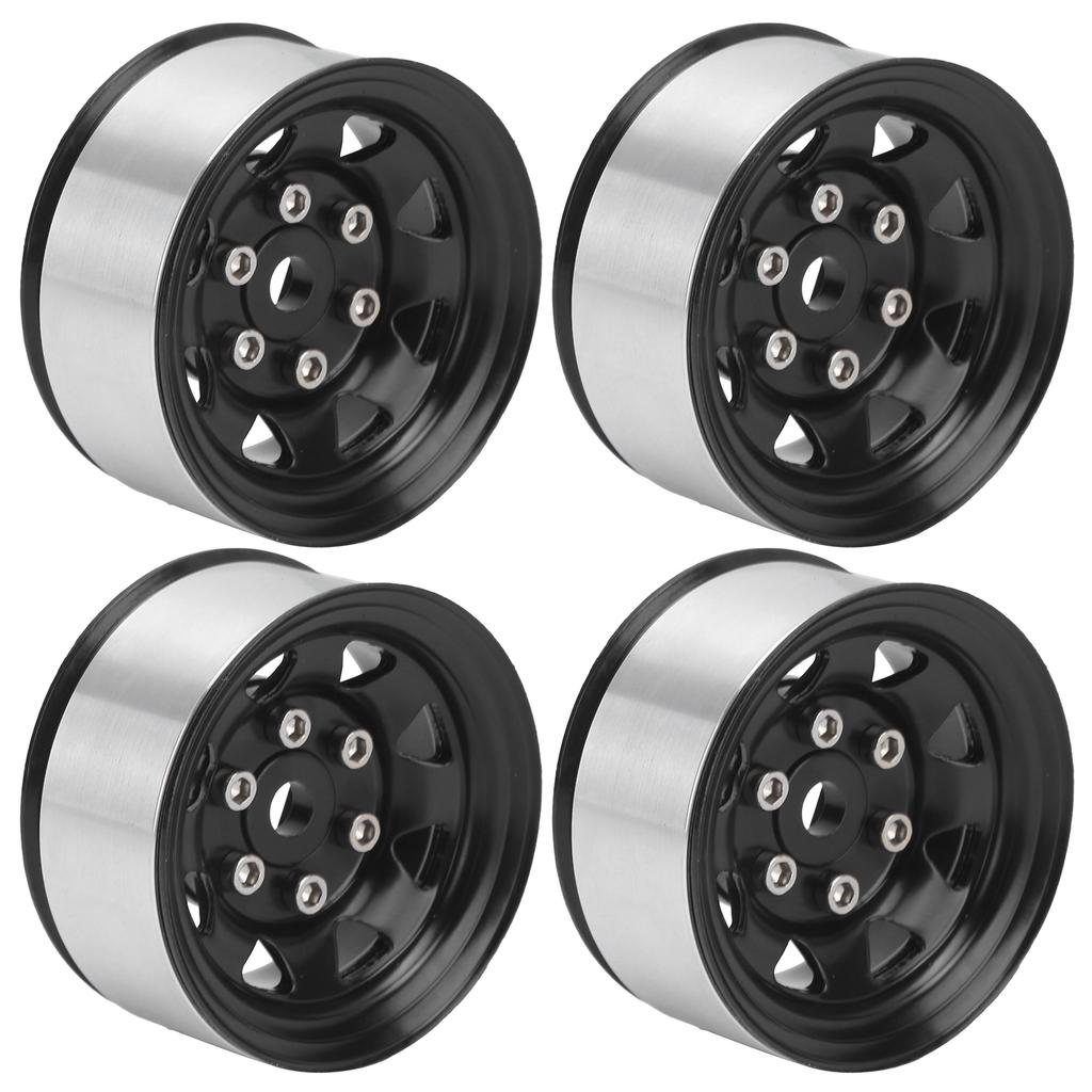 4 Pcs 1.55 Inch RC Wheel Rim Hub Universal RC Wheel Hubs for Axial AX90069 CrawlersBlack