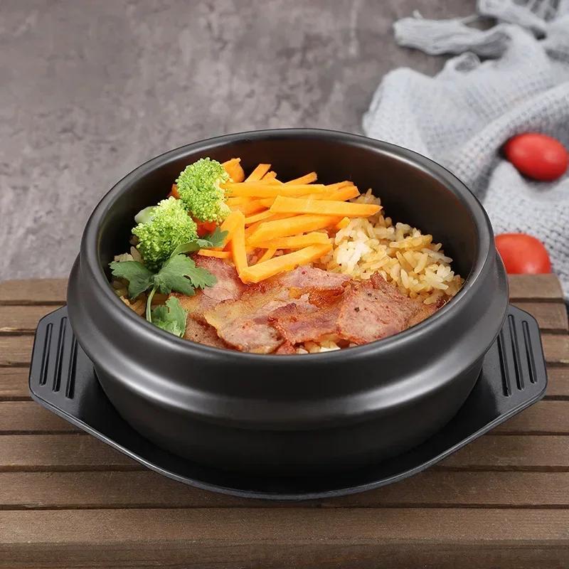 Rice Pot Korean Mixed Stone Pot Stone Cuisine Casserole High Temperature Potted Rice Pots Cooking Soup Tableware