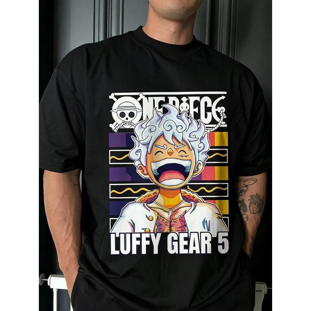 Summer New Anime One Piece Pattern Graphic T-shirt Men Women Hip Hop Oversized T-shirt Print Crew Neck Lightweight Casual T Shirt