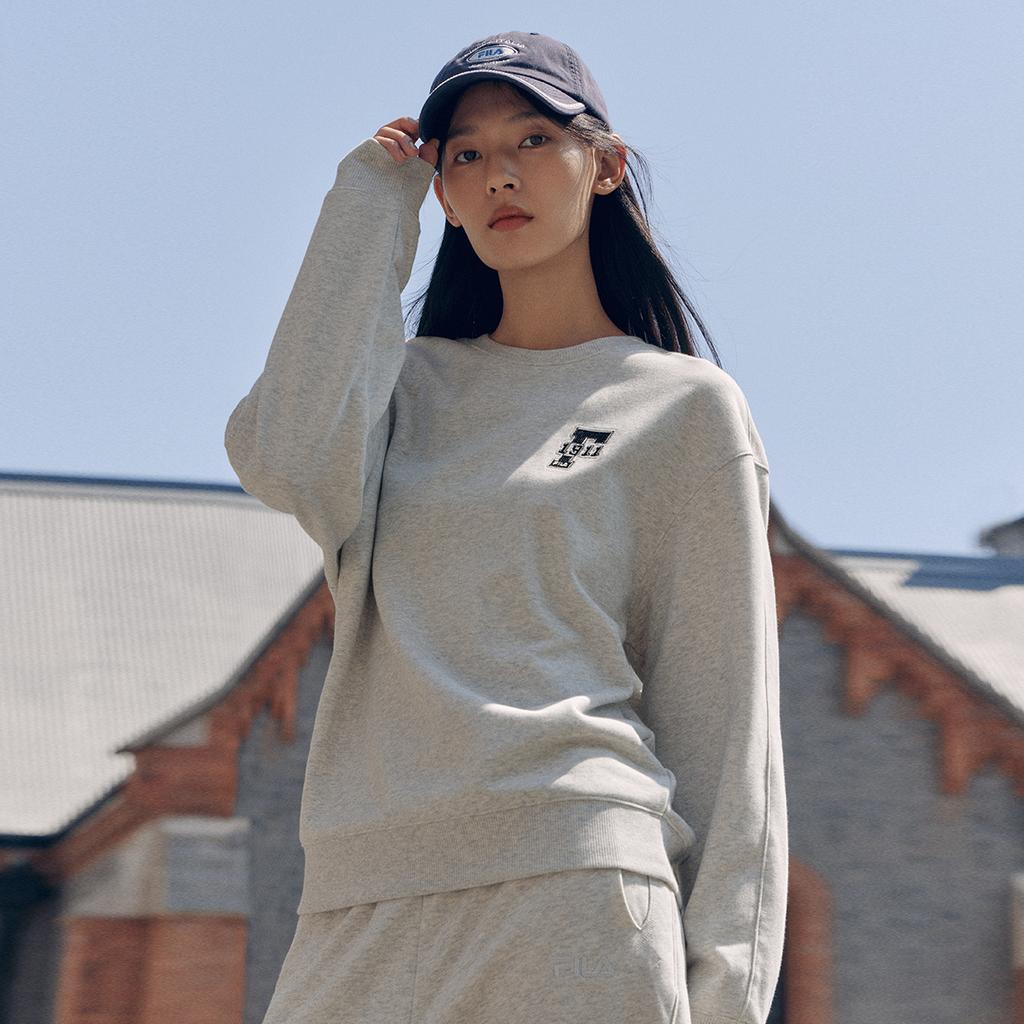 Fila Mikiny Pánské Měsíční Šepot Melírovaná Šedá Kulatý Výstřih Střední Běžný F11U439203FMG