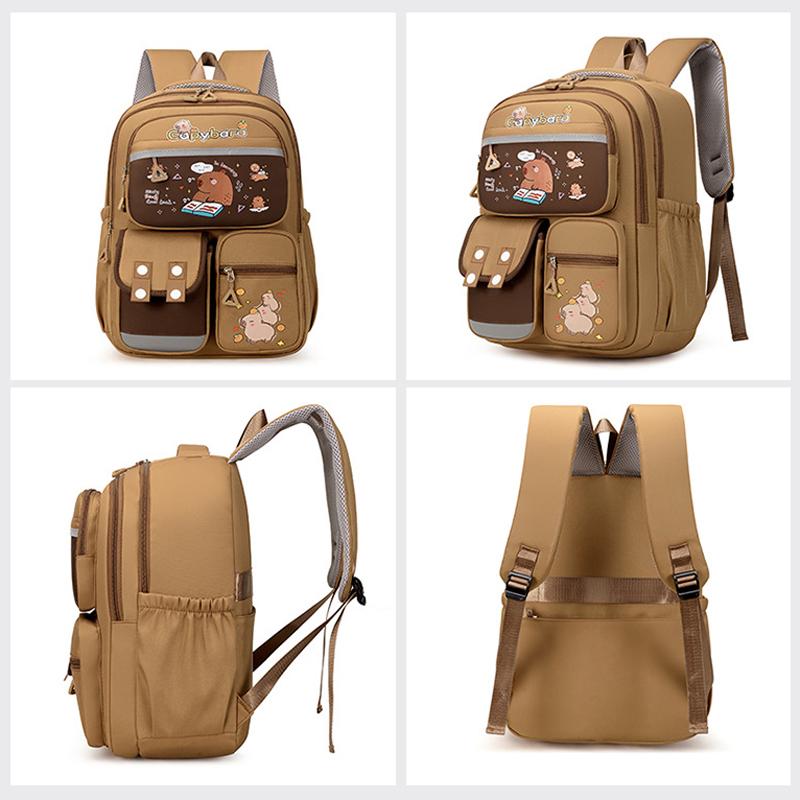 3 szt. Zestawy Kapibara Uczeń Trzyczęściowy Plecak Szkolny Pasek Odblaskowy Plecak Chłopcy i Dziewczęta Plecak Kreskówkowy Wypoczynkowy Kosmetyczka