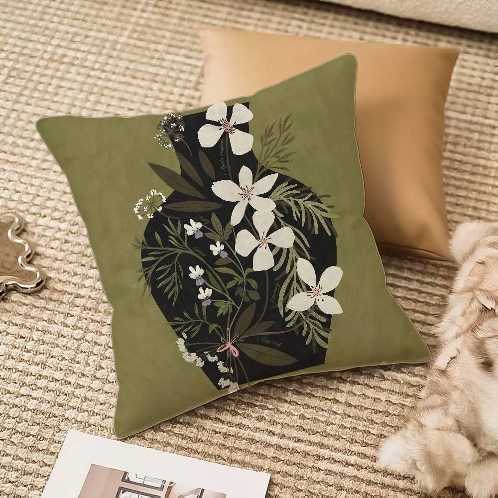 Vintage Vase Print Pillow Case Anti-dustmite Invisible Zipper Sofa Bed