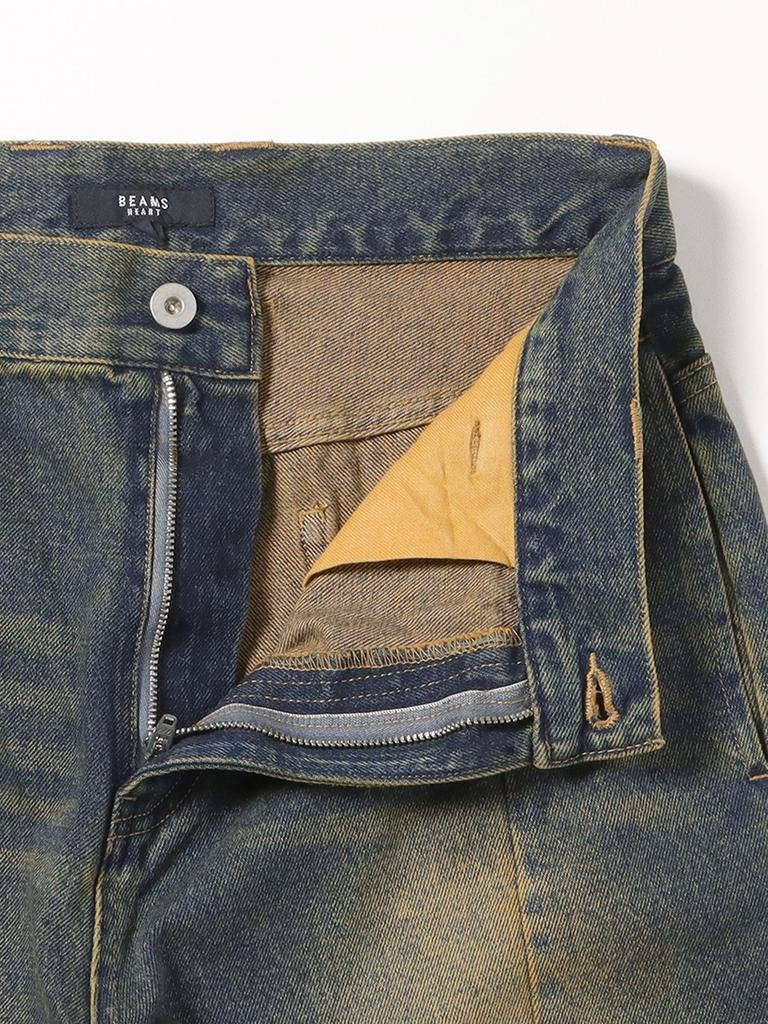 Beams Heart Jeans Blast Seam Baggy Denim Pants Indigo L Men's